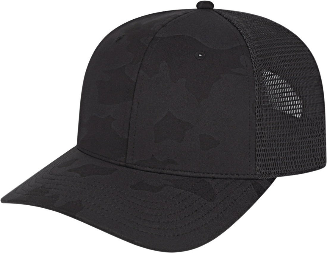 Cap America i2024 Nylon Blend Camo Trucker Mesh Back Cap - Black Black