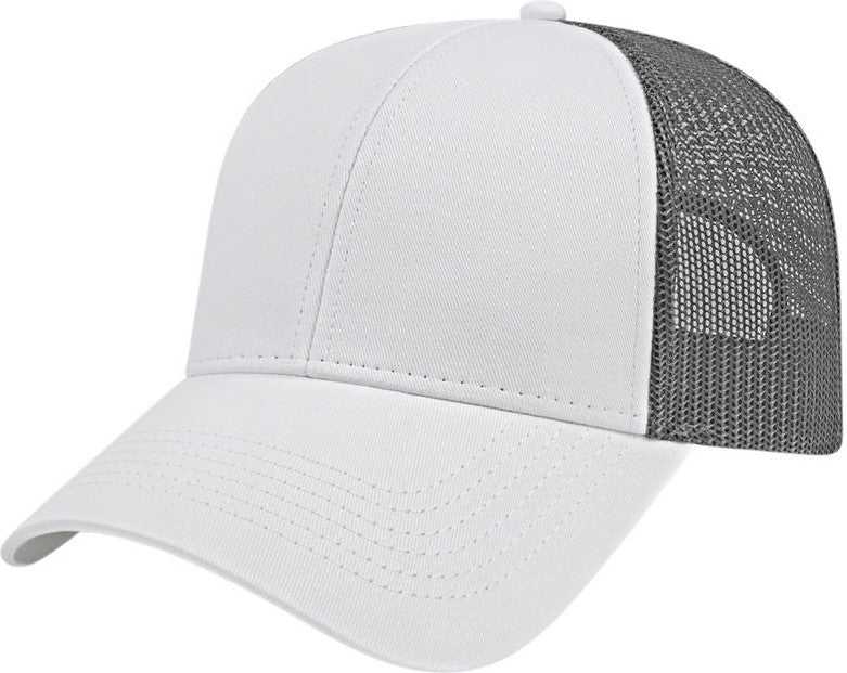Cap America I3025 Two Tone Mesh Back - White Charcoal - Dark Gray / one Size Fits Most
