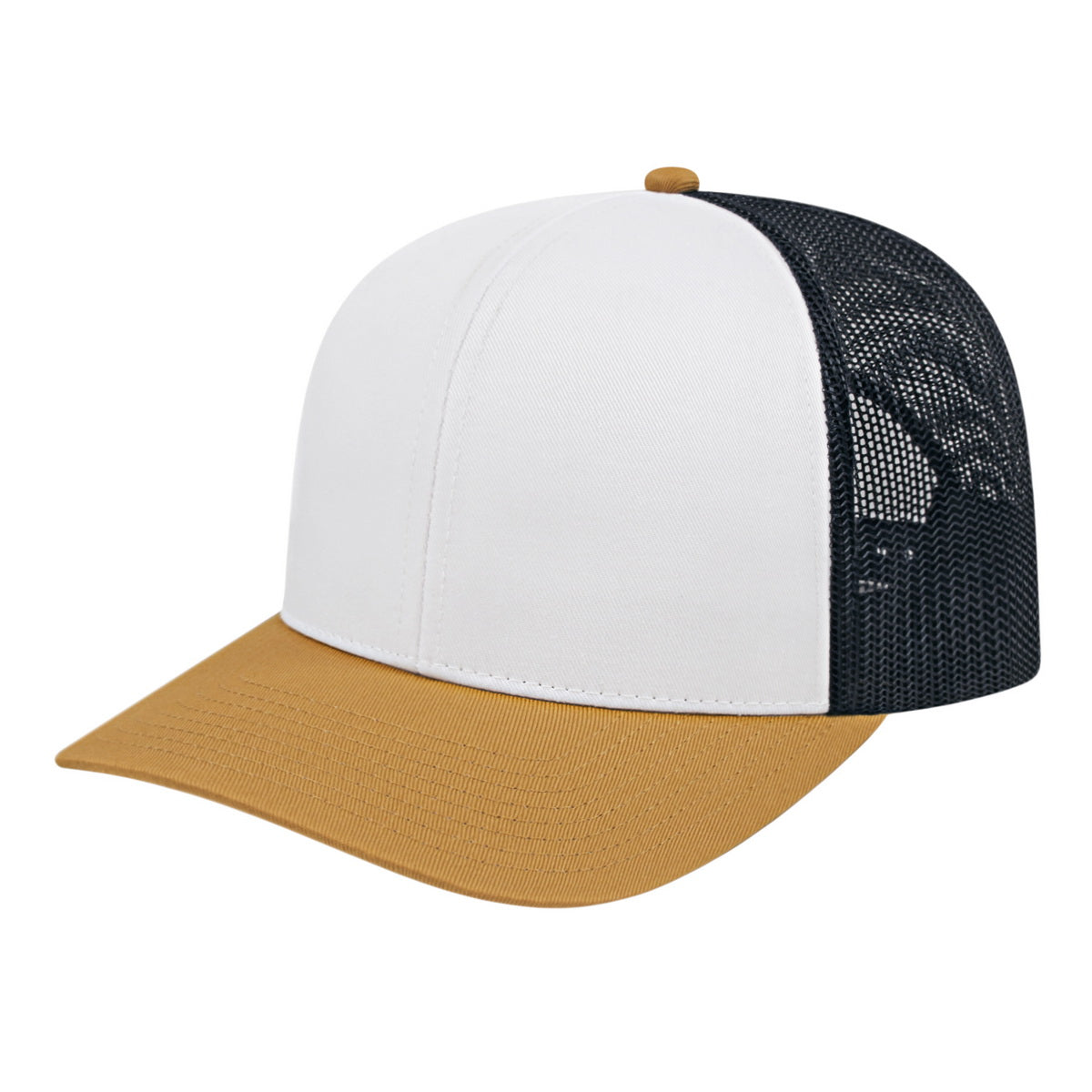 Cap America I3038 Poly/Cotton Mesh Back Cap - White Amber Black