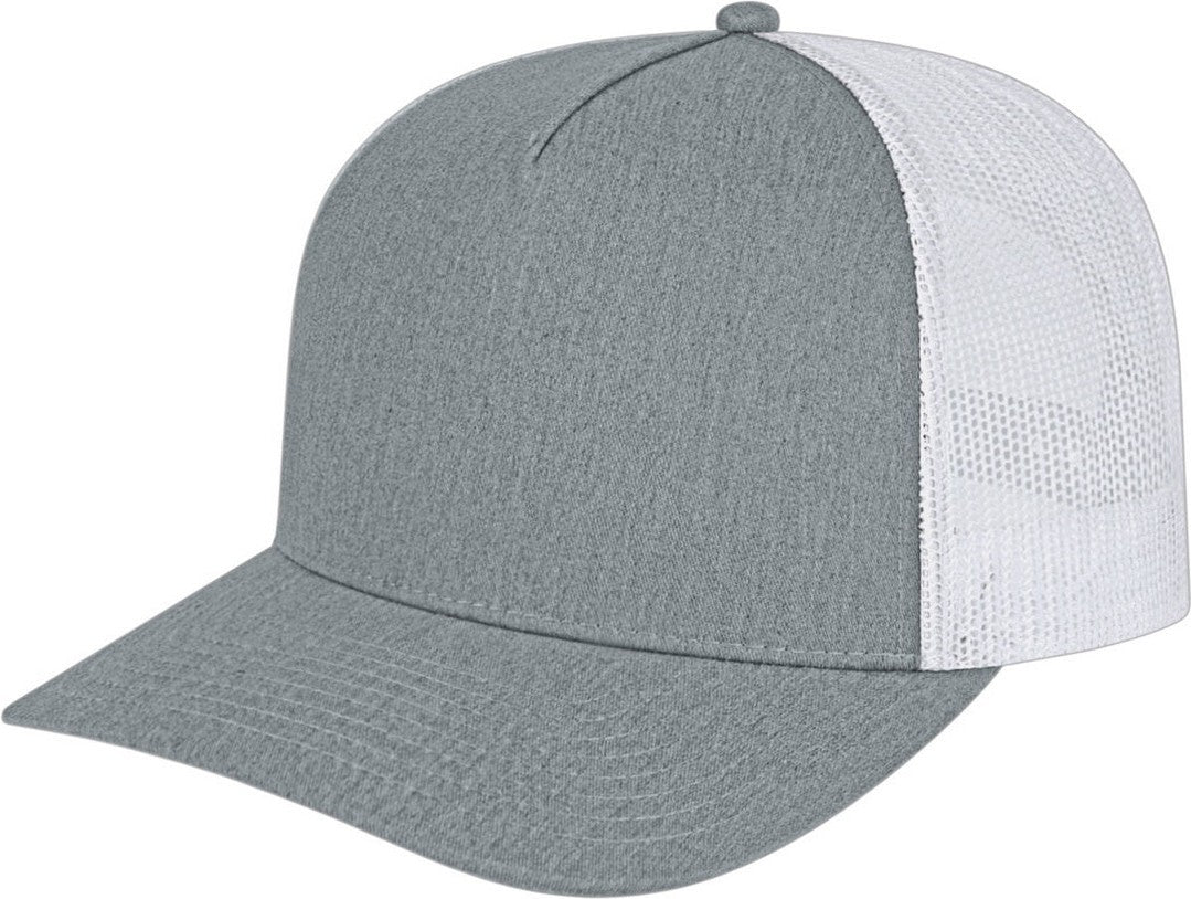 Cap America i3039 Classic 5 Panel Trucker - Heather White