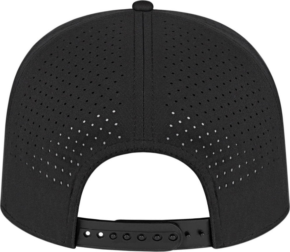 Cap America i3056 Summit Perforated Cap with Rope - Black With Black Silver Rope