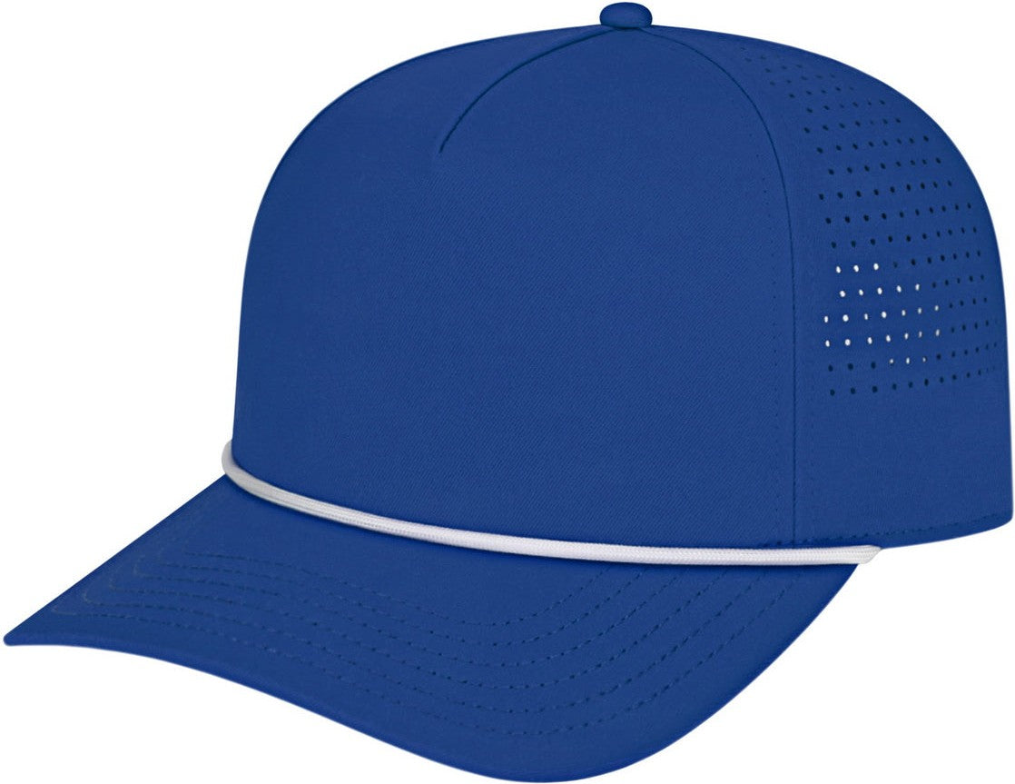 Cap America i3056 Summit Perforated Cap with Rope - Royal With White Rope