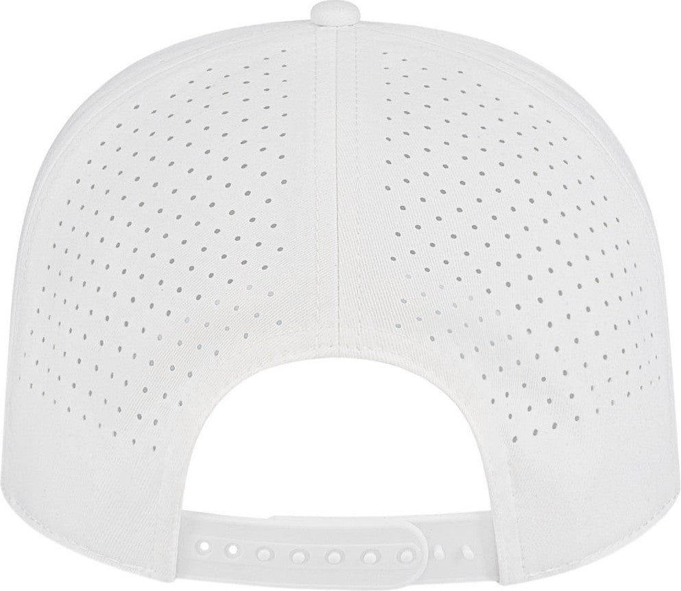 Cap America i3056 Summit Perforated Cap with Rope - White With White Silver Rope