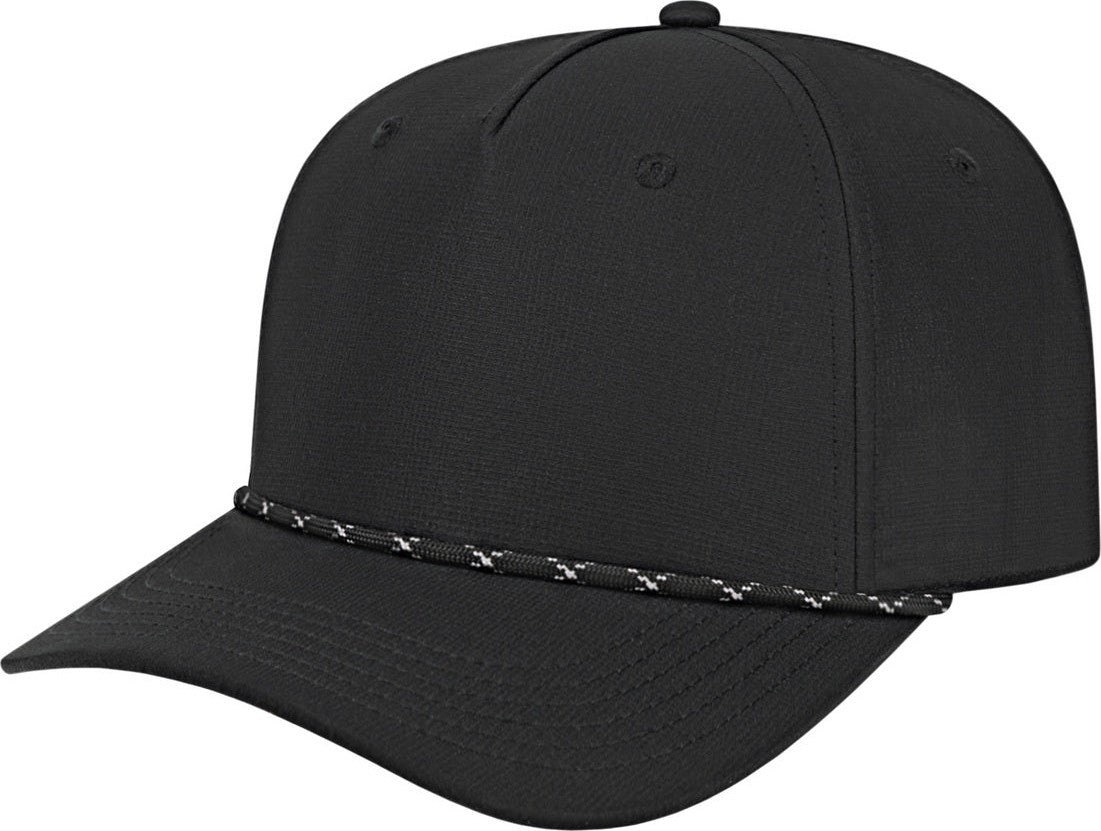 Cap America i7256 Athletic Rope Cap - Black With Black White Rope