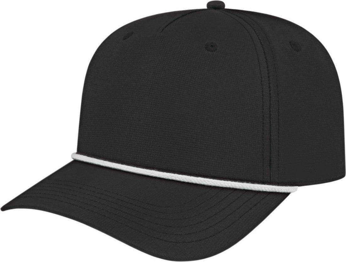 Cap America i7256 Athletic Rope Cap - Black With White Rope