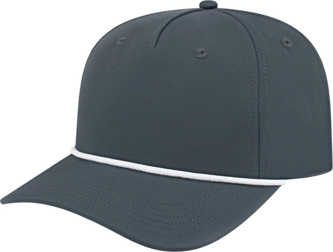 Cap America i7256 Athletic Rope Cap - Charcoal With White Rope
