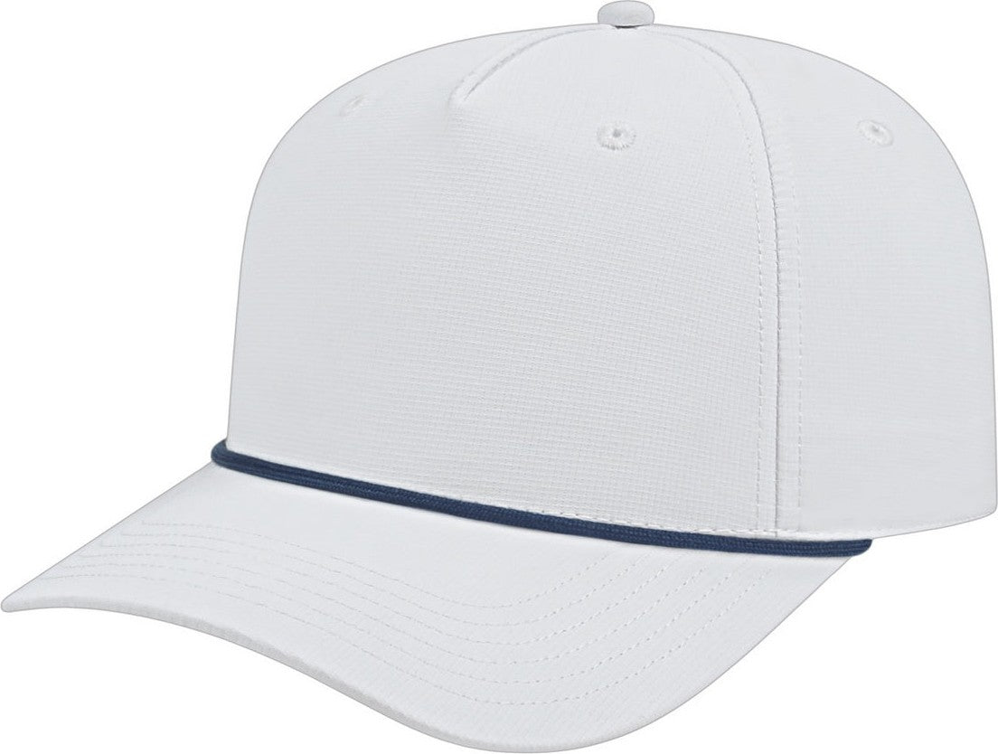 Cap America i7256 Athletic Rope Cap - White With Dark Blue Rope