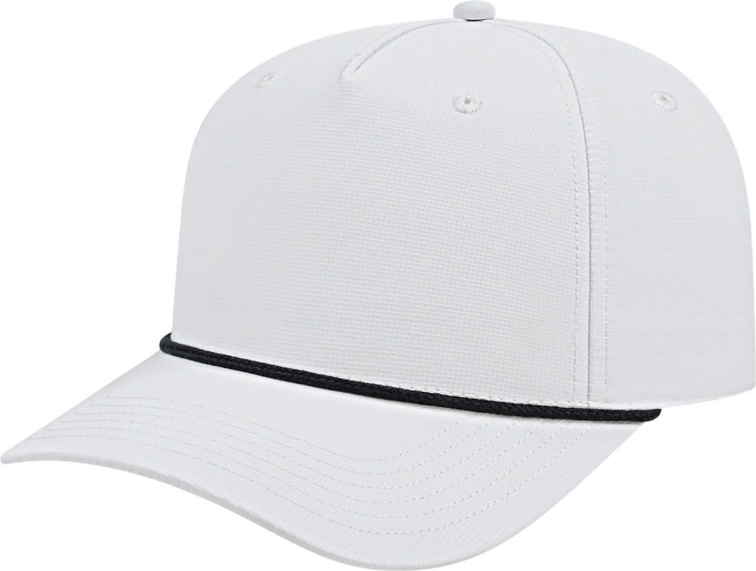 Cap America i7256 Athletic Rope Cap - White With Black Rope
