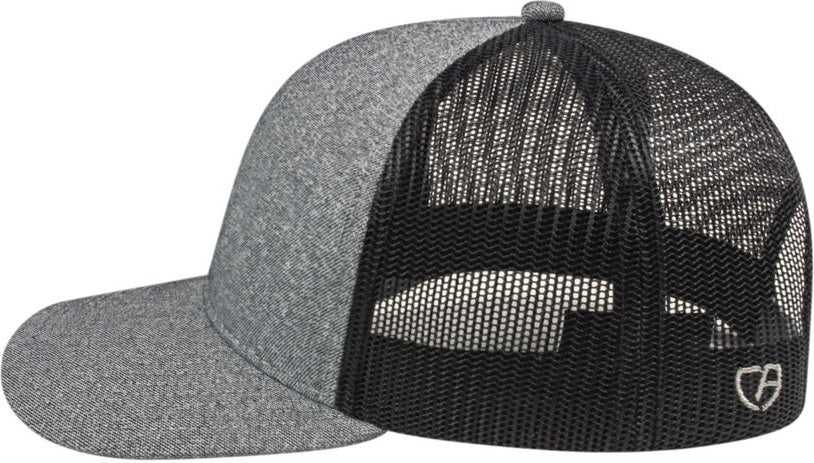 Cap America I8518 Premium Melange Trucker Mesh Back - Gray Black - one Size Fits Most