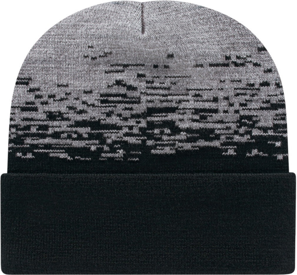 Cap America RKS12 Static Pattern Knit Cap with Cuff - Black Heather