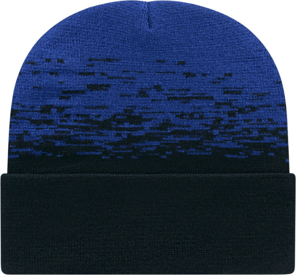 Cap America RKS12 Static Pattern Knit Cap with Cuff - Black True Royal