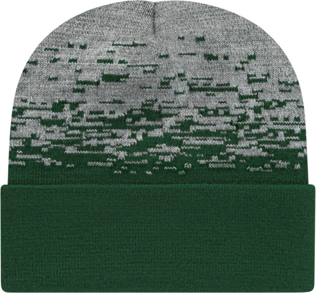 Cap America RKS12 Static Pattern Knit Cap with Cuff - Forest Green Heather