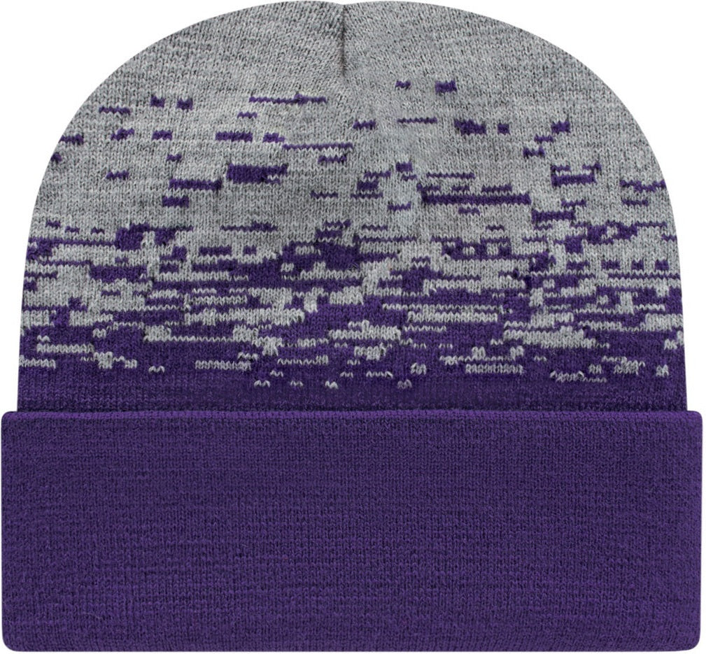 Cap America RKS12 Static Pattern Knit Cap with Cuff - Purple Heather