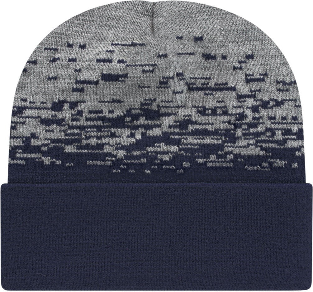 Cap America RKS12 Static Pattern Knit Cap with Cuff - True Navy Heather