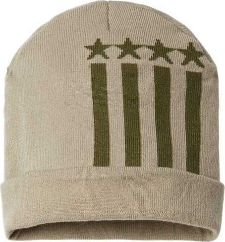 Cap America RK12 USA-Made Patriotic Cuffed Beanie - Khaki Olive Stars - HIT a Double - 1