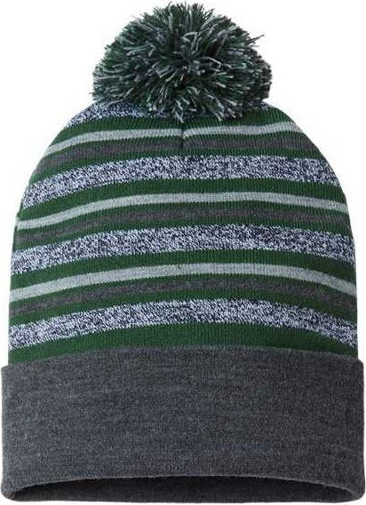 Cap America RKL12 USA-Made Striped Beanie - Forest Green - HIT a Double - 1