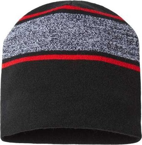 Cap America RKV9 USA-Made Variegated Striped Beanie - Black True Red - HIT a Double - 1