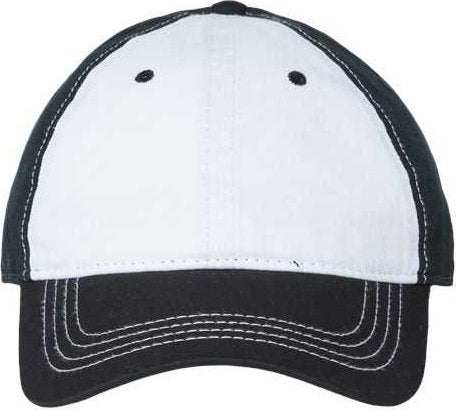 Cap America i1002 Relaxed Golf Dad Hat - White Black - HIT a Double - 1