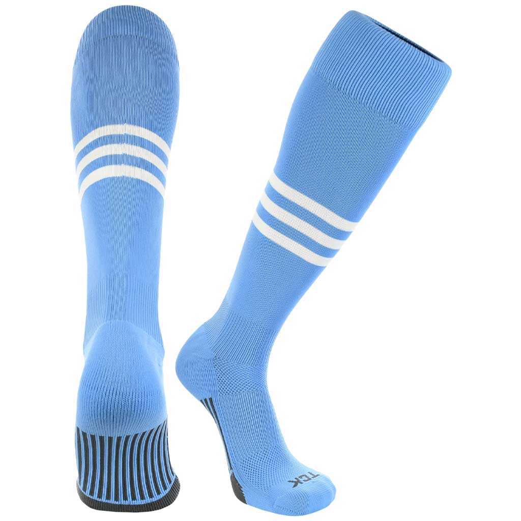 TCK Dugout Knee High Socks - Columbia Blue White - HIT a Double - 1