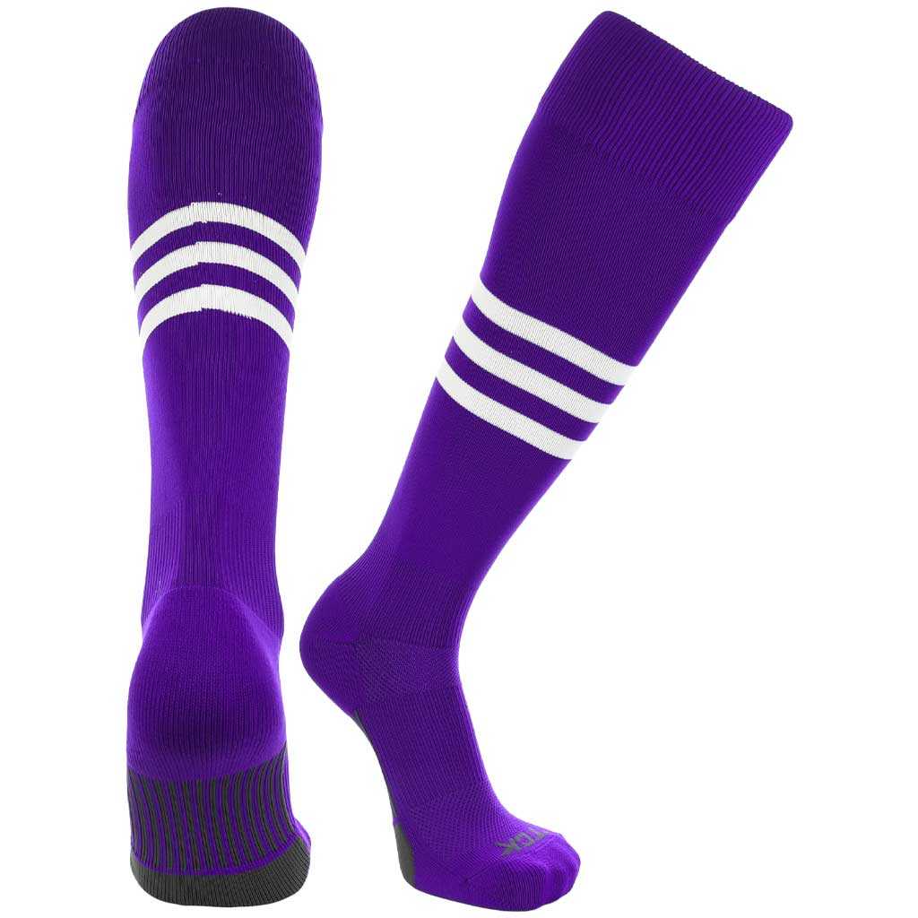 TCK Dugout Knee High Socks - Purple White - HIT a Double - 1