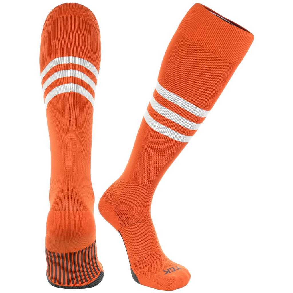 TCK Dugout Knee High Socks - Orange White - HIT a Double - 1