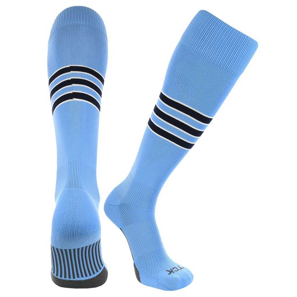 TCK Dugout Knee High Socks - Columbia Blue White Navy - HIT a Double - 1