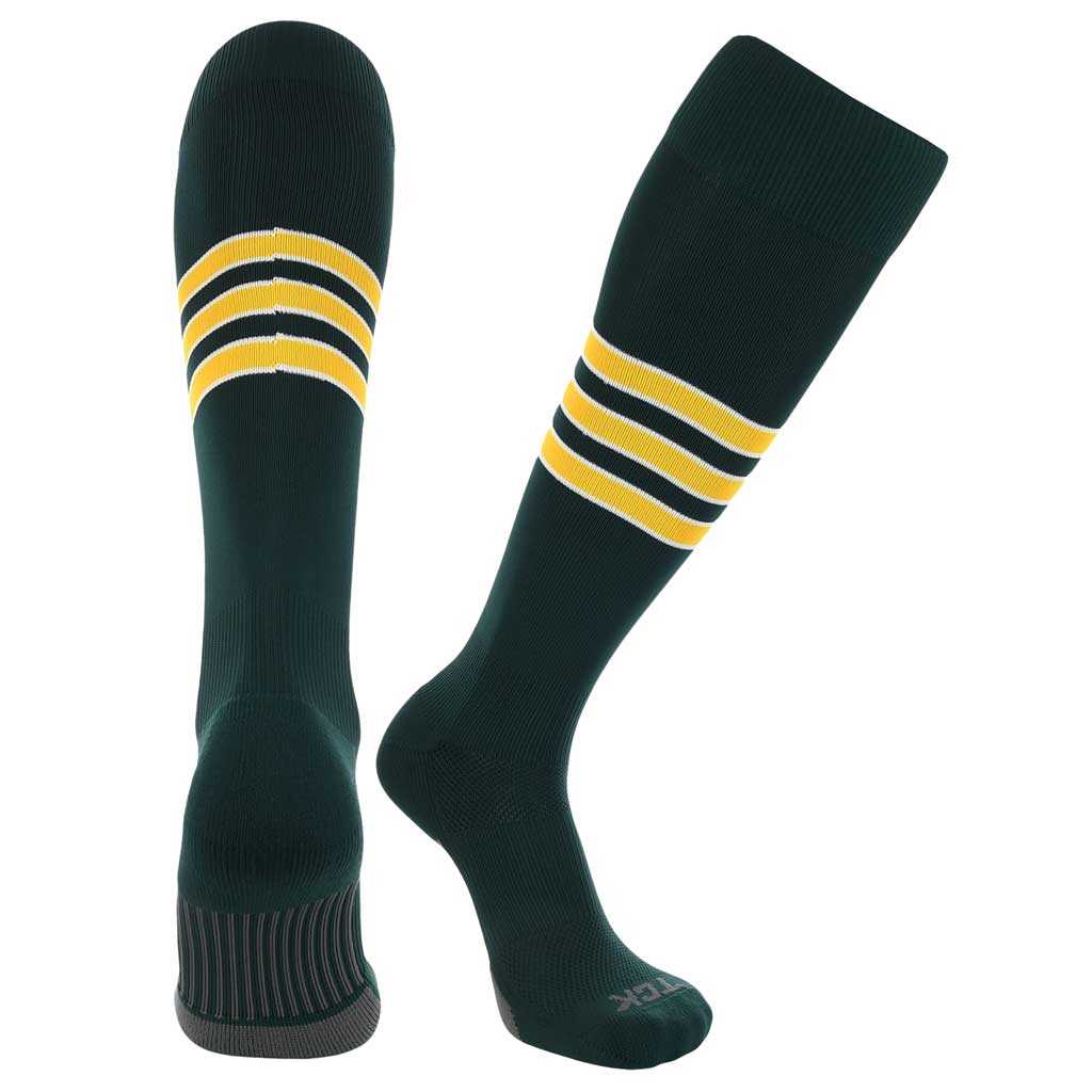 TCK Dugout Knee High Socks - Forest White Gold - HIT a Double - 1