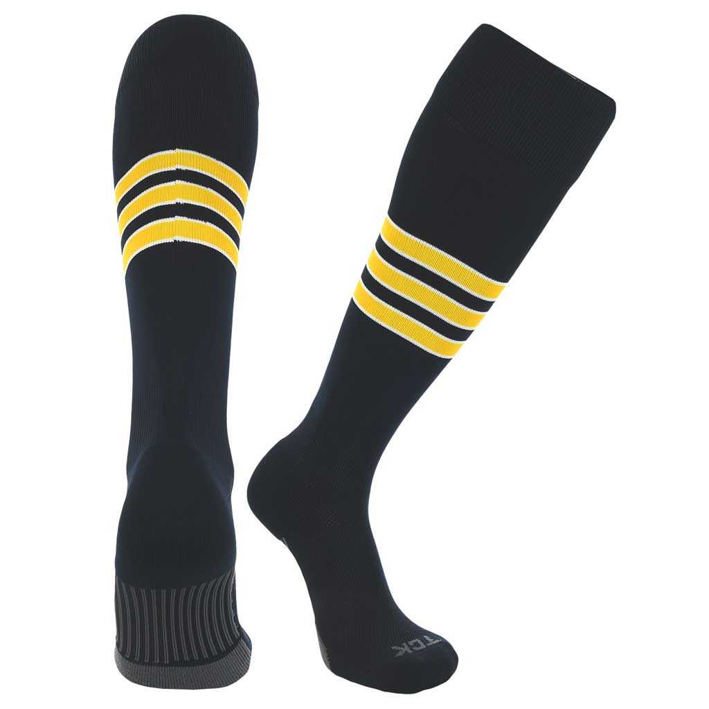 TCK Dugout Knee High Socks - Black White Gold - HIT a Double - 1