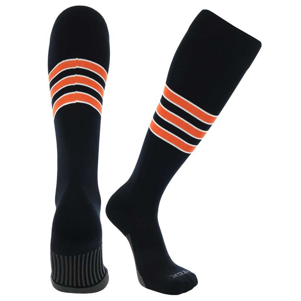 TCK Dugout Knee High Socks - Black White Orange - HIT a Double - 1