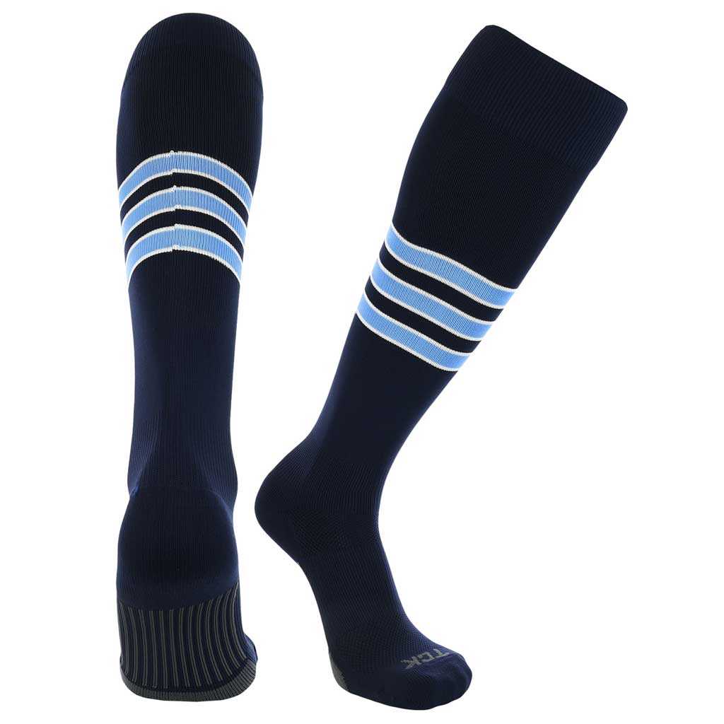 TCK Dugout Knee High Socks - Navy White Columbia Blue - HIT a Double - 1