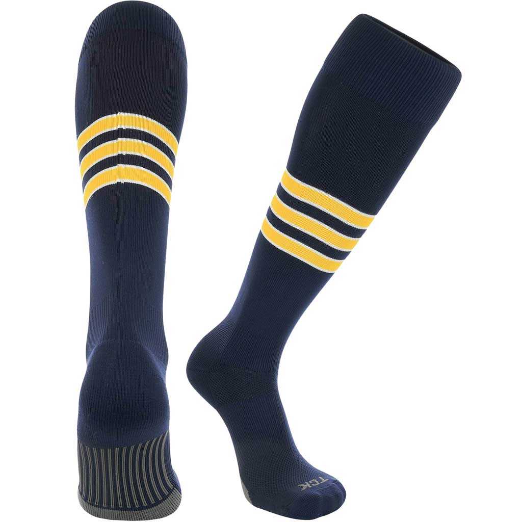 TCK Dugout Knee High Socks - Navy White Gold - HIT a Double - 1