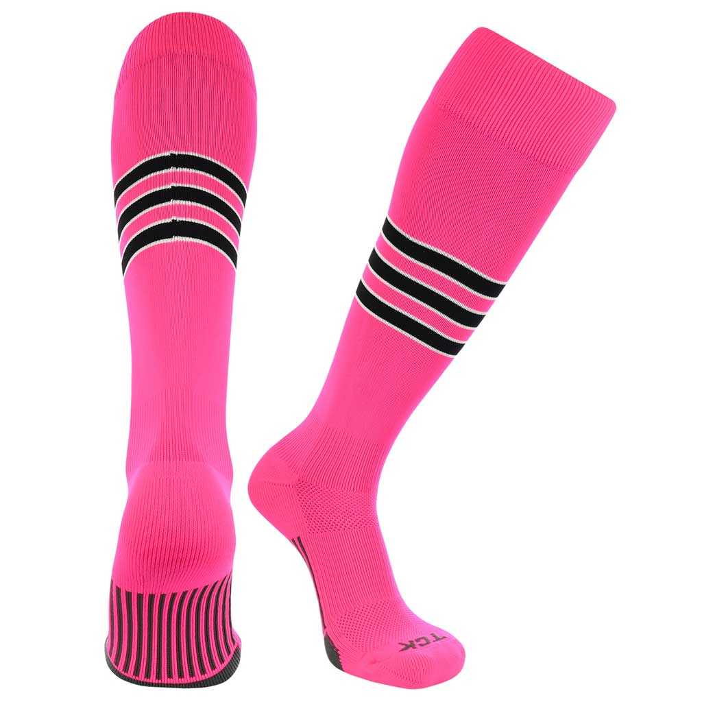 TCK Dugout Knee High Socks - Hot Pink White Black - HIT a Double - 1