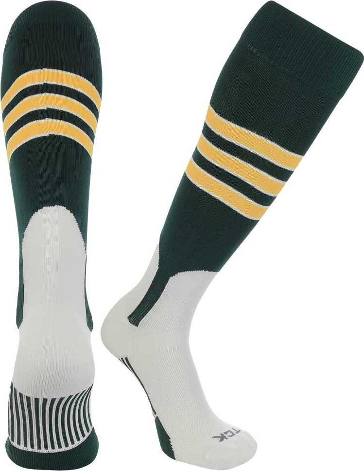 TCK Dugout Knee High Stirrup Socks - Forest White Gold - HIT a Double - 1