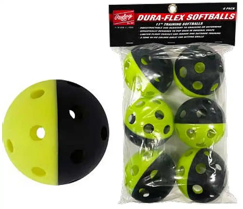 Rawlings Dura-Flex Training Softballs (6pk) - Black Yellow