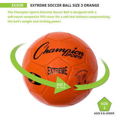 Champion Sports EX3 Extreme Soccer Ball Size 3 - Ea