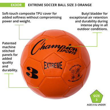 Champion Sports EX3 Extreme Soccer Ball Size 3 - Ea