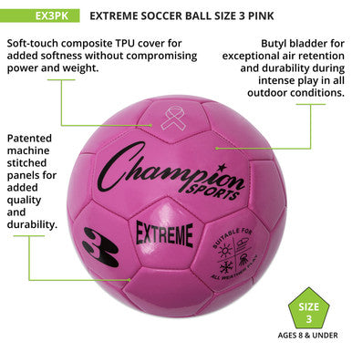Champion Sports EX3 Extreme Soccer Ball Size 3 - Ea