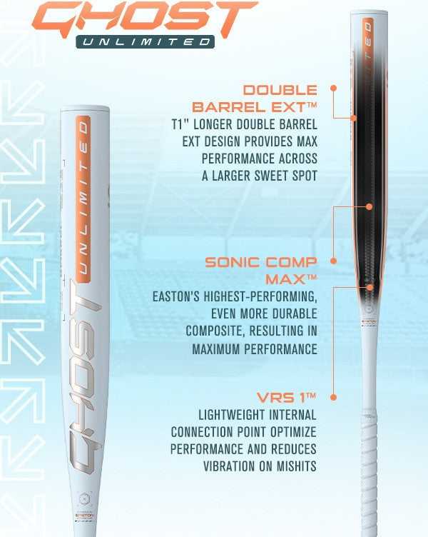 Easton 2025 Ghost Unlimited (-10) Fastpitch Softball Bat - White Silver