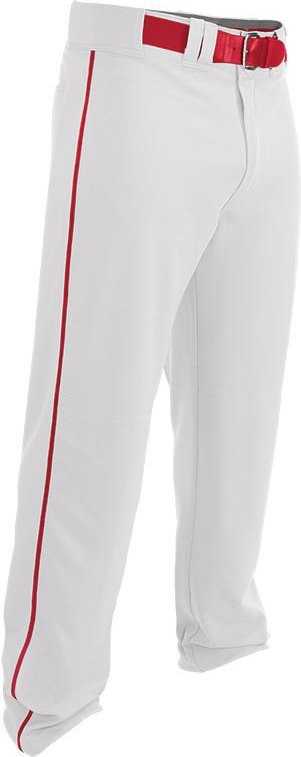 Easton Adult Rival 2 Piped Baseball Pants - White Red - Baseball Apparel - Hit A Double