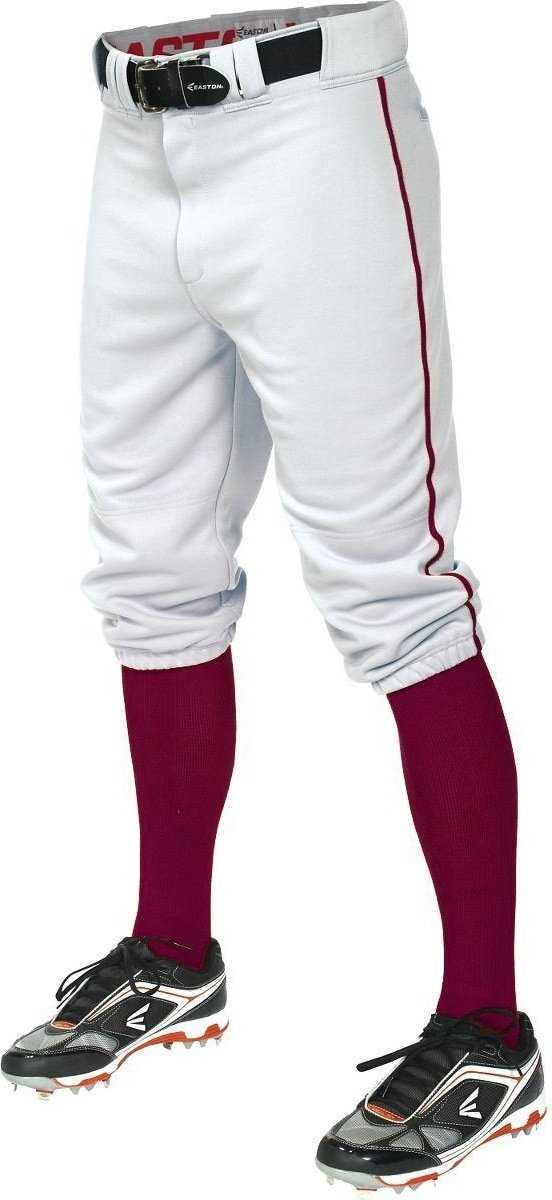 Easton  Pro+ Piped Knicker Baseball Pant - White Maroon - Baseball Apparel - Hit A Double