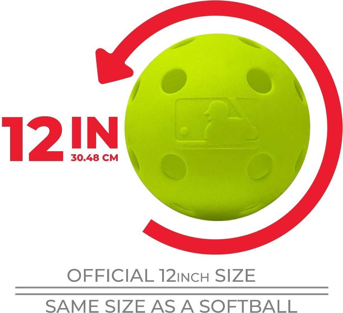 Franklin MLB 12&quot; Indestruct-A-Ball Softball 4 pk - Yellow - HIT a Double - 6