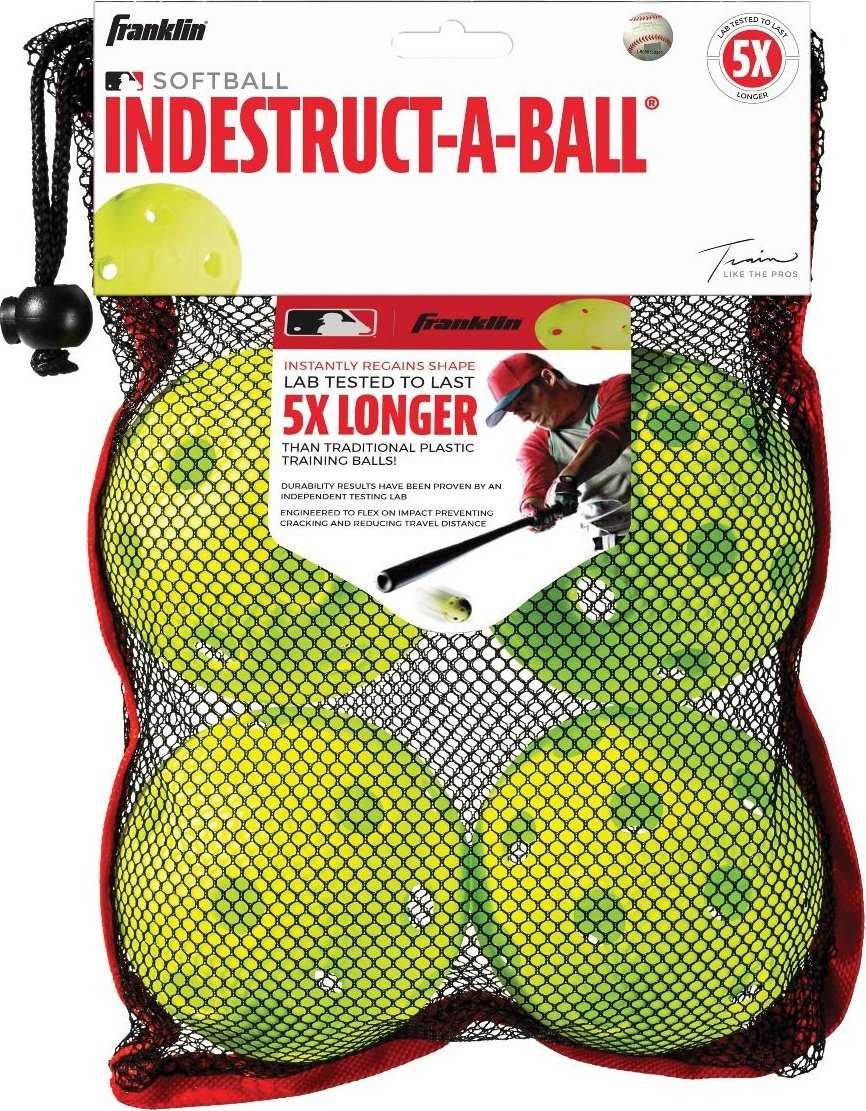 Franklin MLB 12&quot; Indestruct-A-Ball Softball 4 pk - Yellow - HIT a Double - 2