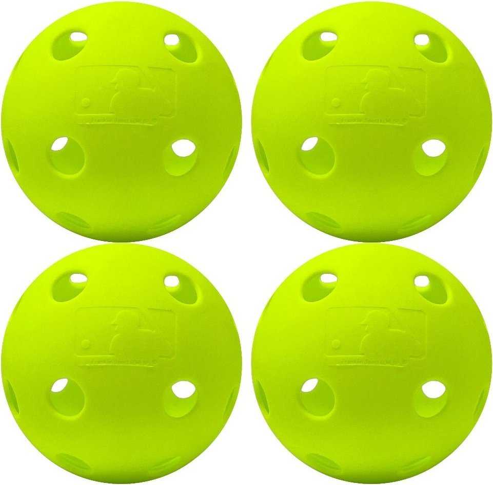 Franklin MLB 12&quot; Indestruct-A-Ball Softball 4 pk - Yellow - HIT a Double - 1