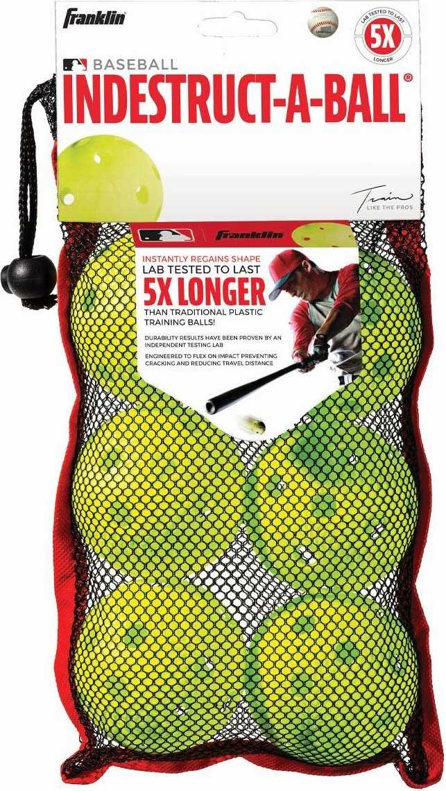 Franklin MLB 9&quot; Indestruct-A-Ball Baseball 6 pk - Yellow - HIT a Double - 2