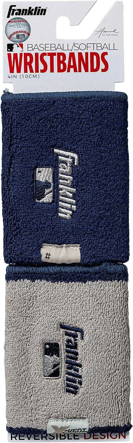 Franklin MLB X-Vent Reversible Wristband 4&quot; - Navy Gray - HIT a Double - 2