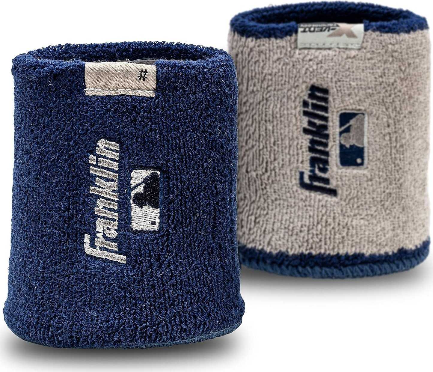 Franklin MLB X-Vent Reversible Wristband 4" - Navy Gray - HIT a Double - 1