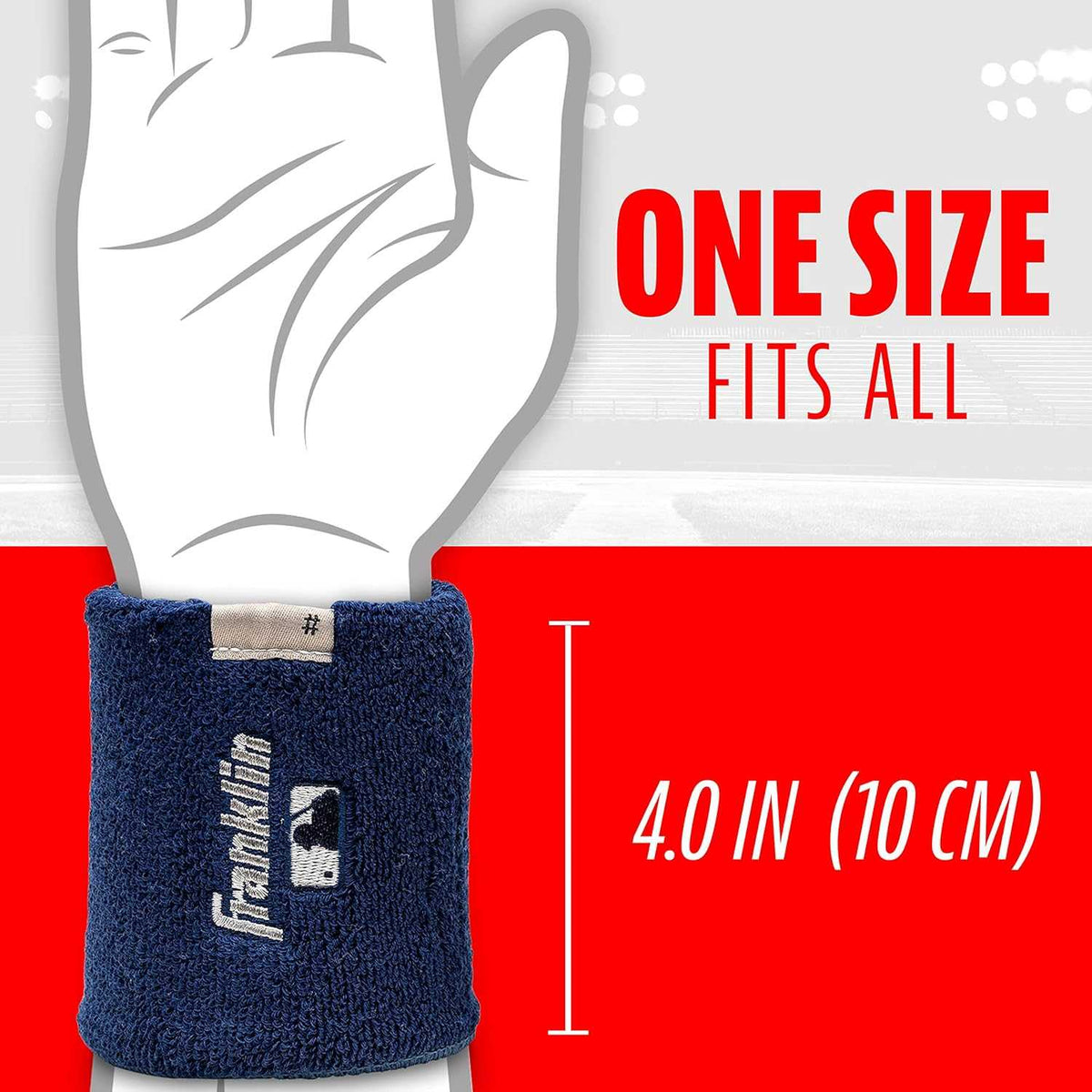 Franklin MLB X-Vent Reversible Wristband 4&quot; - Navy Gray - HIT a Double - 3