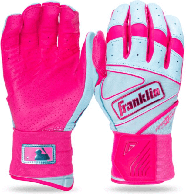 Franklin Adult Infinite Powerstrap Batting Gloves - Sea Blue Pink White - HIT a Double - 1