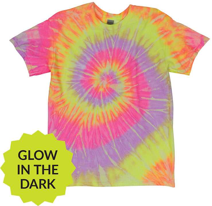 Dyenomite 20BNR Youth Neon Rush Tie-Dyed T-Shirt - Glow In The Dark Grapefruit - HIT a Double - 1