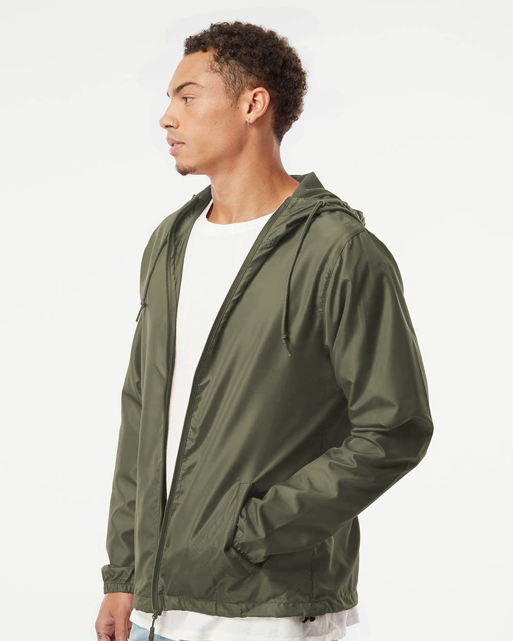 Independent Trading Co. EXP54LWZ Lightweight Windbreaker Full-Zip Jacket - Army